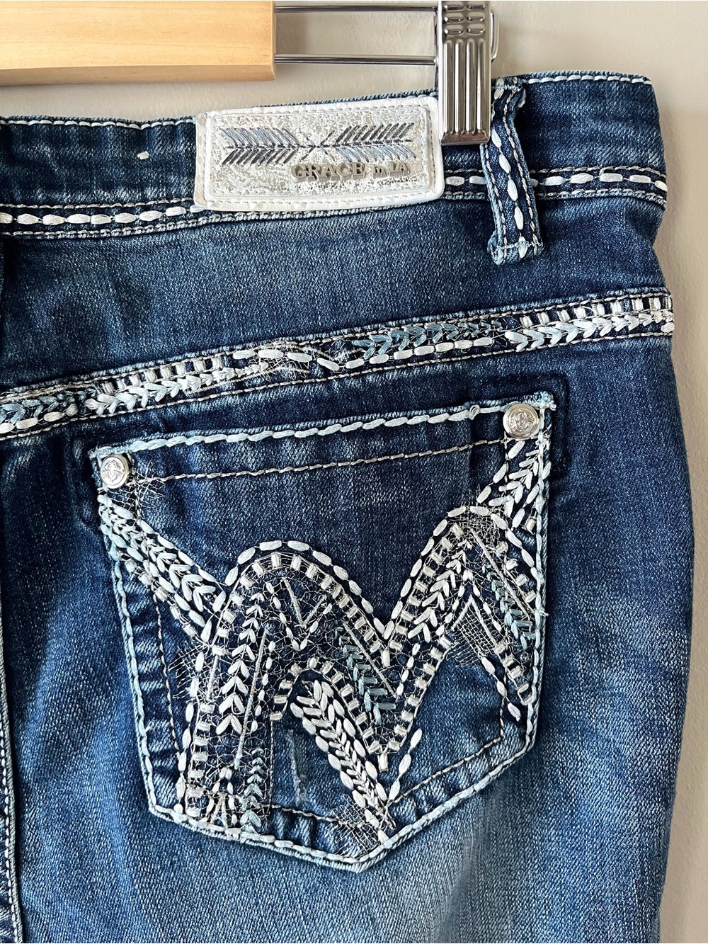 Grace in LA Embellished Bootcut Jeans Women's Size 17 Medium Wash -Western Ride - Picture 6 of 11